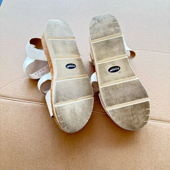 Dr. Scholl's White and Brown Sandals with Cork Sole - Picture 8 of 9